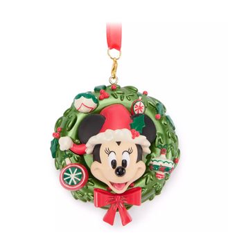 Disney Parks Mrs. Santa Minnie Holiday Wreath Christmas Ornament New with Tag