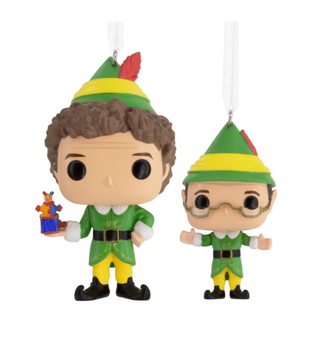 Hallmark Elf Buddy the Elf and Papa Elf Funko POP! Christmas Ornament Set New
