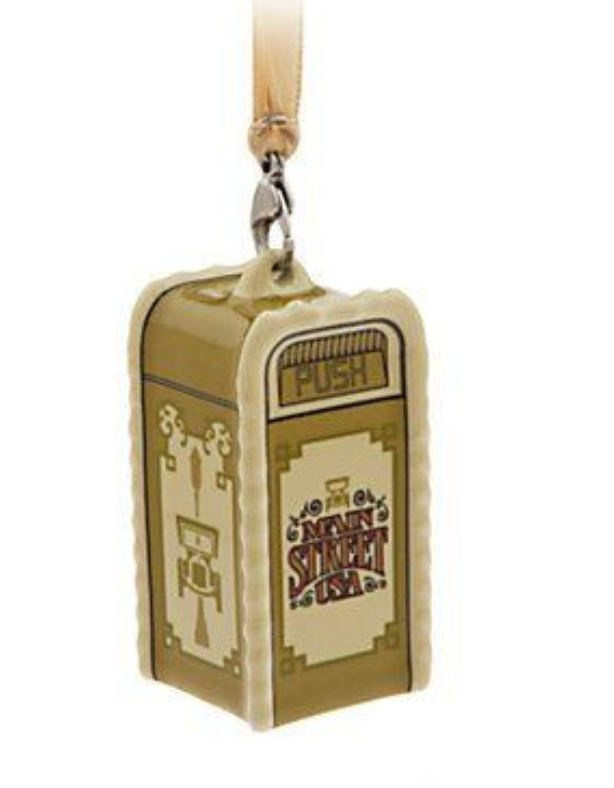 Disney Parks Main Street USA Trash Can Glass Christmas Ornament New with Tag
