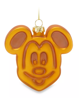 Disney Parks Mickey Mouse Waffle Glass Christmas Ornament New With Tag