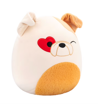 Squishmallows 16inc Brock the Tan Bulldog with Heart Eye Plush New With Tag
