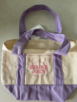 Trader Joe’s Mini Pastel Purple Canvas Tote Bag New with Tag