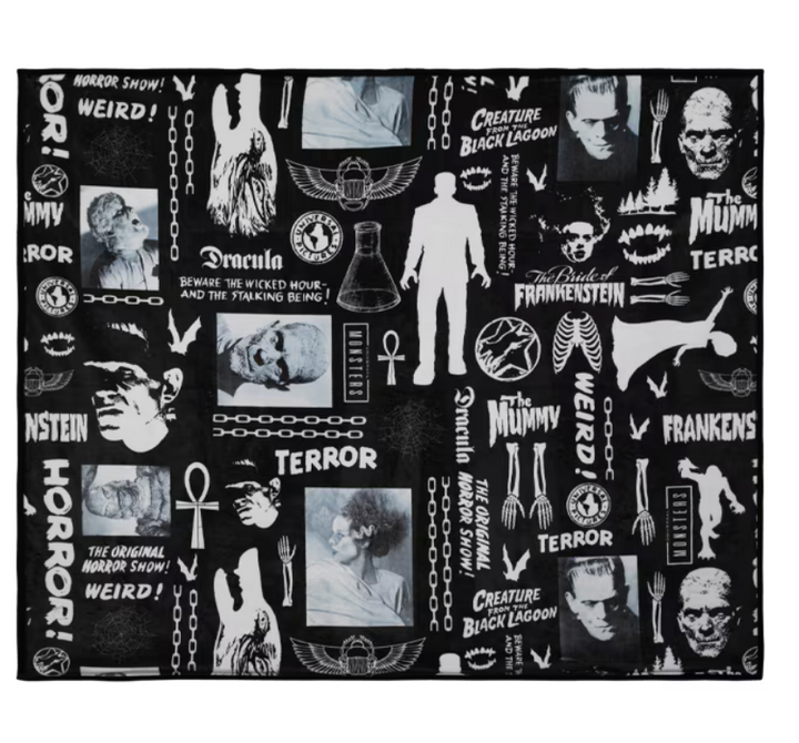 universal monsters blanket Universal Studios Classic Universal Monsters Black White Plush Blanket New  W Tag