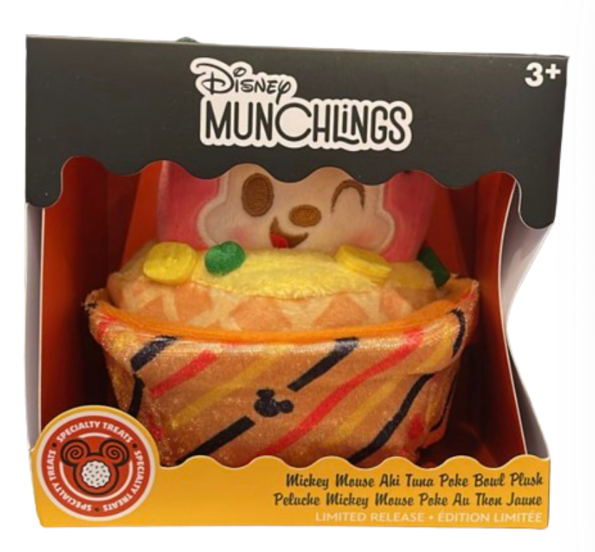Disney Parks Munchlings Plush Mickey Mouse Ahi Tuna Poke Bowl New With Box