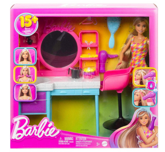 Barbie Doll and Hair Salon Playset, Color-Change Hair Toy New with Box