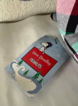 Vera Bradley Peanuts Collection Snoopy Plaid Fabric Pattern Stuffed Plush New