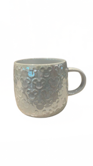 Disney Parks Mickey Icon White Iridescent Ceramic Coffee Mug New