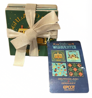 Disney Parks Mickey Minnie Epcot Germany Frohe Weihnachten Coaster Set New w Tag