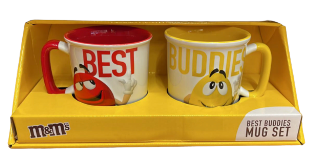 M&M's World Red & Yellow Characters Best Buddies BBF Mug Set of 2 New With Box