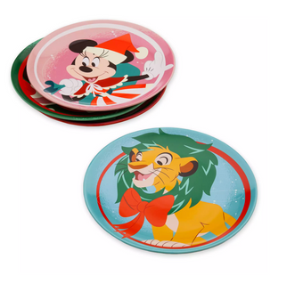 Disney Classics Christmas Mickey Minnie Simba Dumbo Holiday Plate Set of 4 New