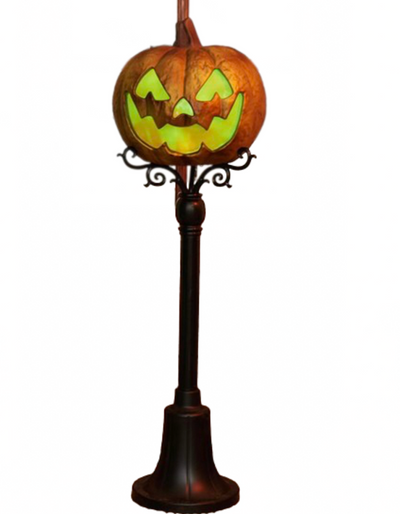 Cracker Barrel Exclusive Halloween Flaming Jack-O-Lantern Lamp Post New with Box