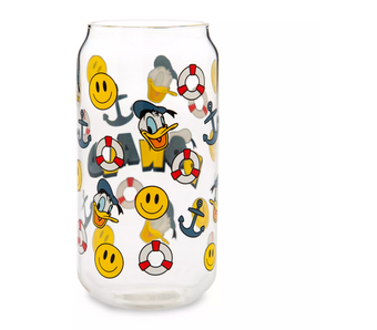 Disney Parks Donald Duck Smiley Icons Life Buoys and Anchors Glass New