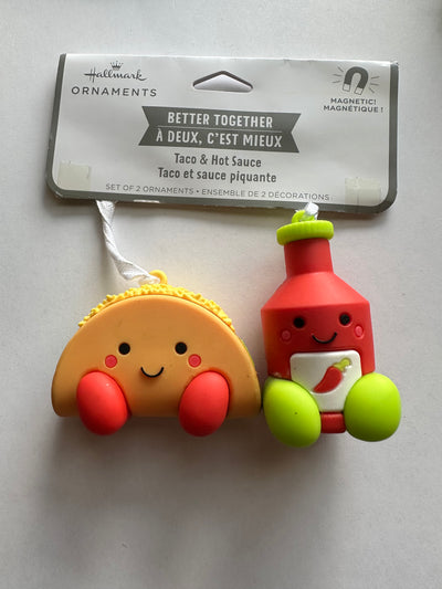Hallmark 2022 Better Together Taco Hot Sauce Magnetic Christmas Ornaments New