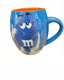 M&M's World Blue Character with Orange Color Inside Barrel Coffee Mug New
