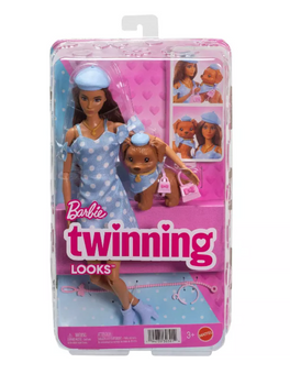 Barbie Twinning Looks Fashion Doll with Pet Dog Matching Blue Toy New with Tag