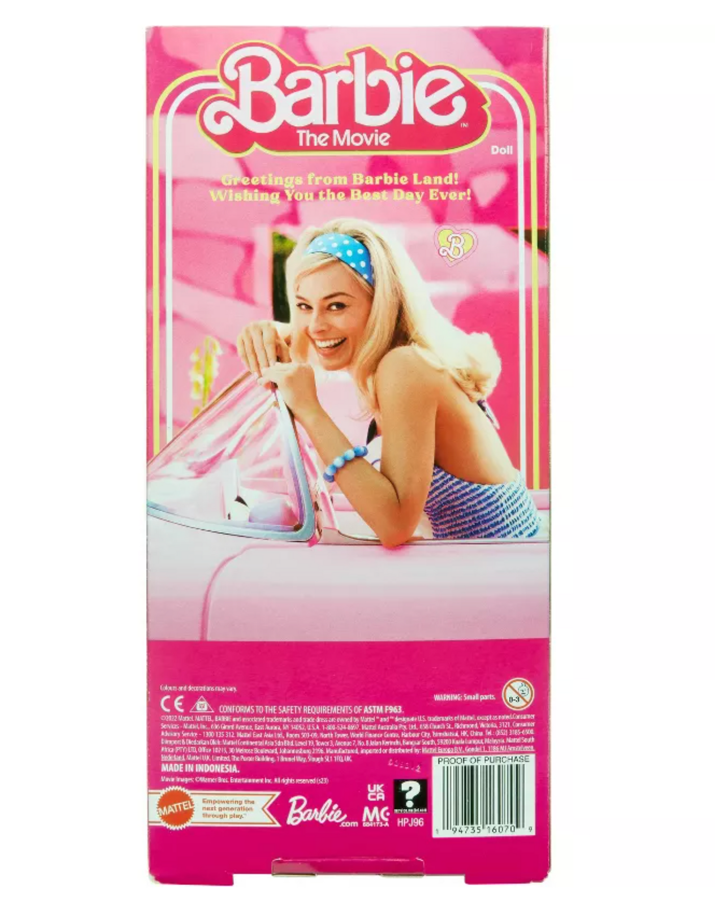 Mattel Barbie The Movie Margot Robbie as Barbie in Pink Gingham Dress Doll New