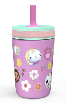 Zak Designs 12 fl oz Stainless Steel Gabbys Dollhouse Straw Tumbler New With Tag