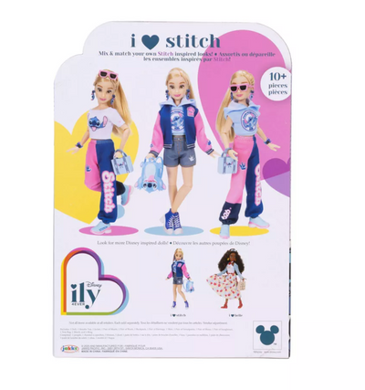 Disney ily 4EVER Stitch Doll Varsity Jacket Blonde Hair Brown Eyes New