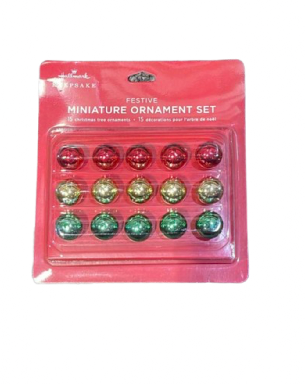 Hallmark 2023 Keepsake Mini Festive Red Gold Green Glass Ornaments Set of 15 New