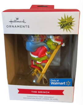 Hallmark The Grinch on Ladder Santa Christmas Ornament New With Box