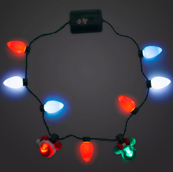 Disney Classics Christmas Mickey and Minnie Animated Glow Holiday Necklace New