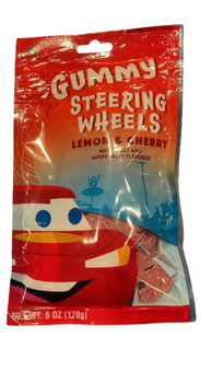 Disney Parks Cars Gummy Steering Wheels Lemon & Cherry Flavored 6 OZ New Sealed