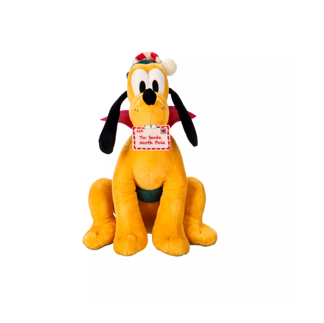 Disney Parks Pluto Elf Santa Mail Helper Holiday Christmas Plush New with Tag