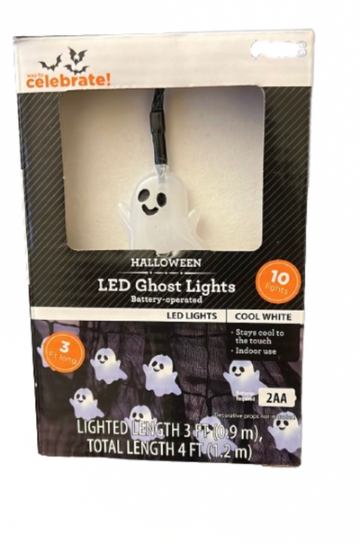 Halloween LED Ghost Lights Cool White 10 Lights New with Box