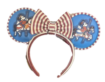 Disney Parks Boardwalk Mickey & Minnie Carousel Ear Headband Loungefly New W Tag