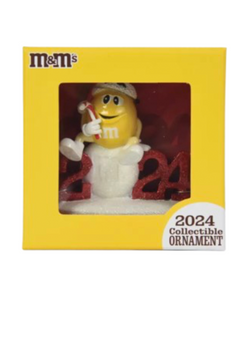 M&M's World 2024 Yellow Character Limited Christmas Ornament New with Box