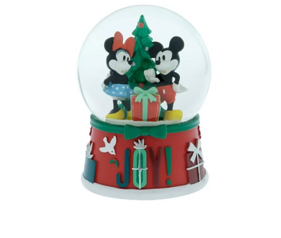 Disney 100 Mickey Minnie Holiday Snow Globe 100mm Plays Jingle Bells New