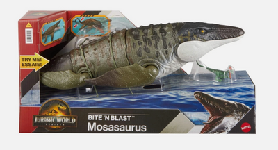 Jurassic World Rebirth Bite N Blast Mosasaurus Mini Dilophosaurus Action Figure