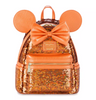Disney Parks Minnie Mouse Sequined Loungefly Mini Backpack Peach Punch New