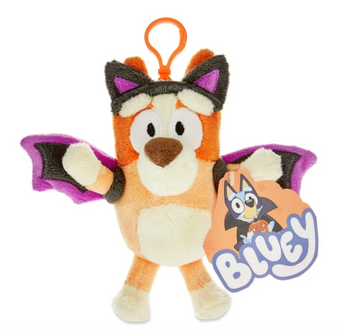 Disney Bluey Halloween Bingo Black Bat Plush Backpack Clip 6.5" New with tag