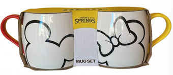 Disney Springs M&M's World Red Yellow Mickey Minnie Coffee Mug Set New with Box