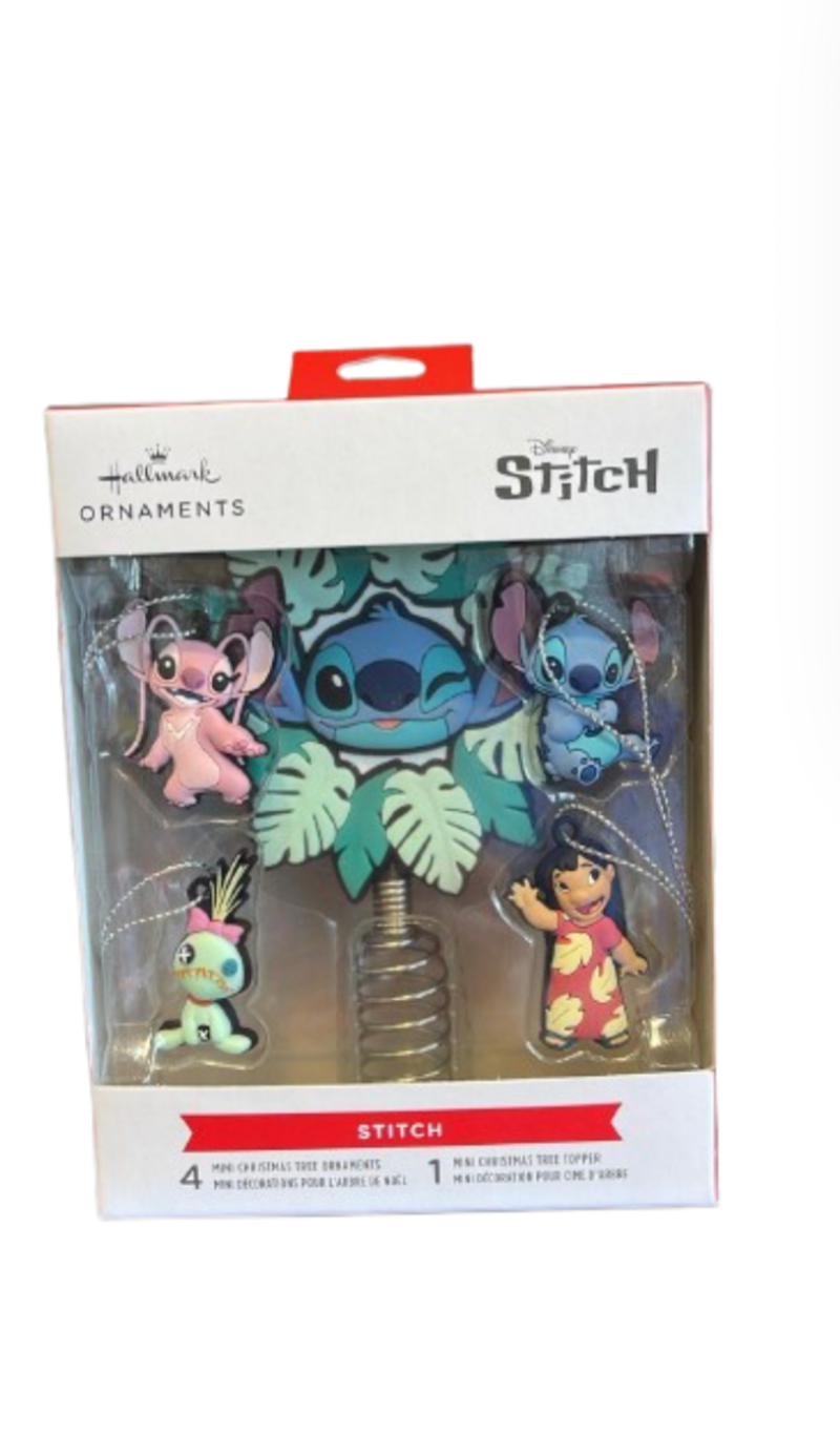 Hallmark Mini Stitch Tree Topper and Christmas Ornaments Set of 5 New with Box