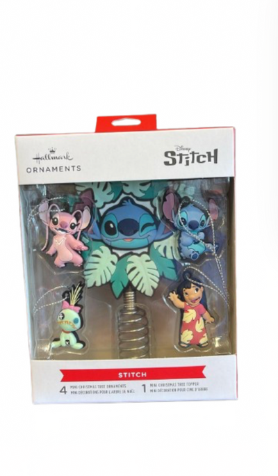 Hallmark Mini Stitch Tree Topper and Christmas Ornaments Set of 5 New with Box