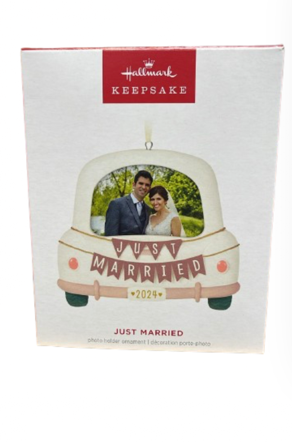 Hallmark Keepsake Just Married 2024 Porcelain Photo Frame Christmas Ornament New