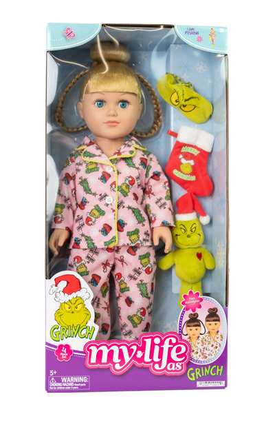 My Life As Poseable Grinch Sleepover 18 inch Doll Blonde Hair Blue Eyes New