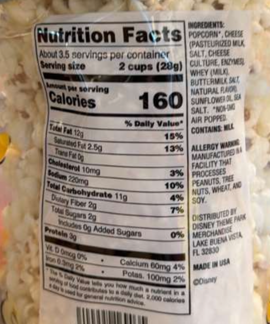 Disney Parks Bibbidi-Bobbidi White Cheddar Flavored Popcorn New Sealed