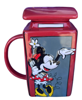 Disney Epcot Mickey Minnie Red Phone Booth United Kingdom Mug with Lid New