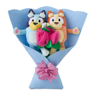 Medium Bluey & Bingo Plush Bouquet 13" Valentine's Day by Ruz New With Tag