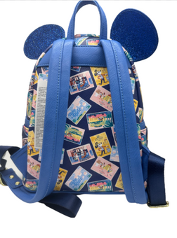 Disney Parks Riviera Resort Minnie Mini Blue Postcards Backpack Loungefly New