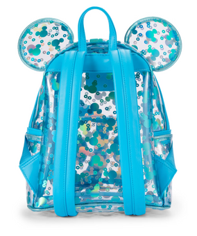 Disney Parks Loungefly Mickey Mouse Icon Clear Mini Backpack Blue New with Tags