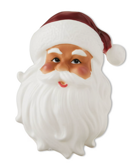 Holiday Time Red and White Light-Up Santa Head Mini Christmas Tree Topper New