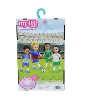 My Life As White/Green Soccer Fashion 7-Piece Set for 18-Inch Dolls New With Box