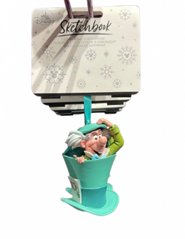 Disney Parks Alice in Wonderland Mad Hatter Sketchbook Christmas Ornament New