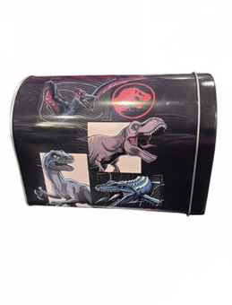 Universal Jurassic World Tin Storage Mailbox New