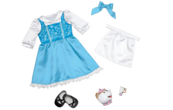 American Girl Disney Belle Dress Mrs. Potts Chip & Accessories for 18-inch Dolls