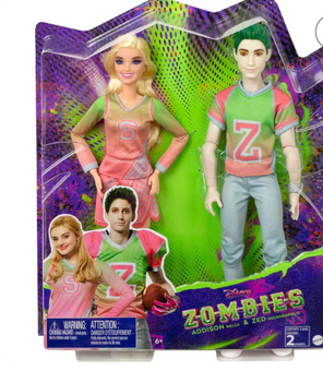 Disney Zombies 2pk Addison Cheerleader and Zed Football Player Doll New With Tag